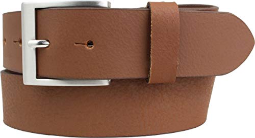 BELTINGER Gürtel mit Edelstahl-Gürtelschnalle aus Vollbüffelleder 4 cm | Jeans-Gürtel für Damen Herren 40mm | Leder-Gürtel aus Büffelleder 4cm | Mittelbraun 100cm von BELTINGER