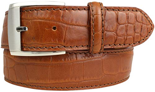 BELTINGER Gürtel mit Krokoprägung 4 cm | Leder-Gürtel für Herren 40mm Kroko-Optik | Herren-Gürtel mit Kroko-Muster 4cm | Tabac 115cm von BELTINGER