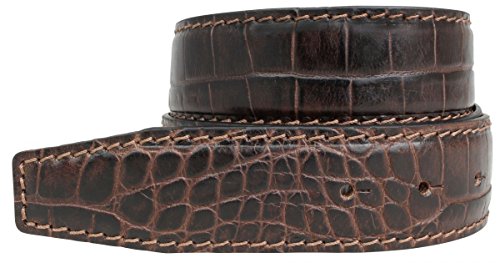 BELTINGER Gürtel mit Krokoprägung ohne Schnalle 4 cm | Leder-Gürtel für Damen Herren 40mm Kroko-Optik | Kroko-Muster | Braun 115cm von BELTINGER