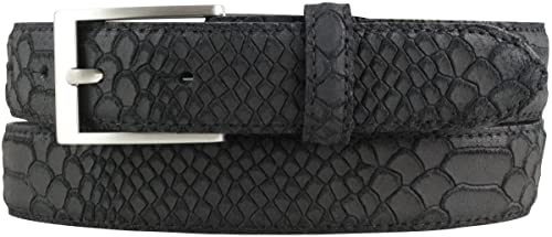 BELTINGER Gürtel mit Pythonprägung 3 cm | Leder-Gürtel für Damen Herren 30mm Schlangen-Optik |Schlangen-Muster Python-Muster | Schwarz 110cm von BELTINGER