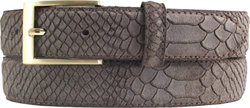 BELTINGER Gürtel mit Pythonprägung 3 cm | Leder-Gürtel für Herren 30mm Schlangen-Optik |Schlangen-Muster Python-Muster | Braun 115cm von BELTINGER
