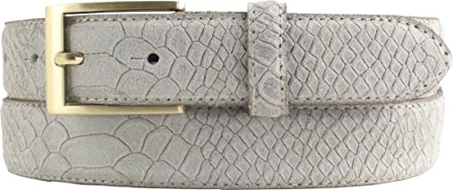BELTINGER Gürtel mit Pythonprägung 3 cm | Leder-Gürtel für Herren 30mm Schlangen-Optik |Schlangen-Muster Python-Muster | Hellgrau 95cm von BELTINGER