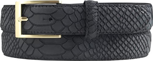 BELTINGER Gürtel mit Pythonprägung 3 cm | Leder-Gürtel für Herren 30mm Schlangen-Optik |Schlangen-Muster Python-Muster | Schwarz 105cm von BELTINGER