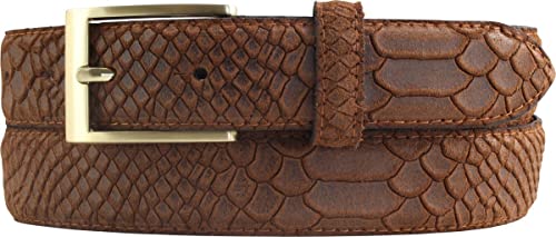 BELTINGER Gürtel mit Pythonprägung 3 cm | Leder-Gürtel für Herren 30mm Schlangen-Optik |Schlangen-Muster Python-Muster | Tabac 110cm von BELTINGER