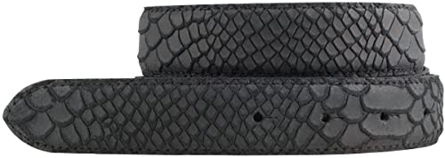 BELTINGER Gürtel mit Pythonprägung ohne Schnalle 3 cm | Leder-Gürtel für Damen Herren 30mm Schlangen-Optik | Schlangen-Muster | Schwarz 105cm von BELTINGER