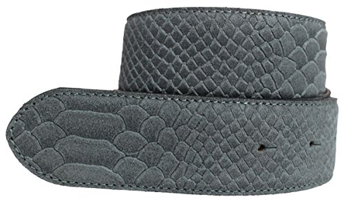 BELTINGER Gürtel mit Pythonprägung ohne Schnalle 4 cm | Leder-Gürtel für Damen Herren 40mm Schlangen-Optik | Schlangen-Muster | Dunkelgrau 95cm von BELTINGER