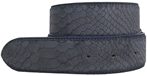 BELTINGER Gürtel mit Pythonprägung ohne Schnalle 4 cm | Leder-Gürtel für Damen Herren 40mm Schlangen-Optik | Schlangen-Muster | Marine 115cm von BELTINGER