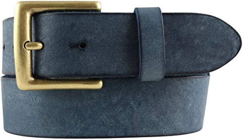 BELTINGER Gürtel mit altmessing Gürtelschnalle aus weichem Vollrindleder 4 cm | Jeans-Gürtel 40mm | Ledergürtel Vintage-Look | Marine 85cm von BELTINGER