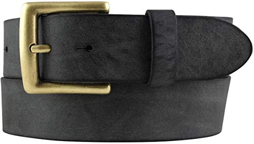 BELTINGER Gürtel mit altmessing Gürtelschnalle aus weichem Vollrindleder 4 cm | Jeans-Gürtel 40mm | Ledergürtel Vintage-Look | Schwarz 105cm von BELTINGER