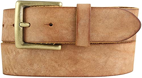 BELTINGER Gürtel mit altmessing Gürtelschnalle aus weichem Vollrindleder 4 cm | Jeans-Gürtel 40mm | Ledergürtel Vintage-Look | Tabac 110cm von BELTINGER