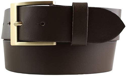 BELTINGER Gürtel mit goldener Gürtelschnalle 4 cm | Jeans-Gürtel goldfarben 40mm | Spaltleder-Gürtel in 4cm | Braun 110cm von BELTINGER