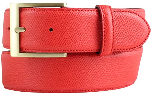 BELTINGER Gürtel mit goldener Gürtelschnalle aus Leder 4 cm | Modischer Ledergürtel 40mm | Jeans-Gürtel 4cm | Rot 80cm von BELTINGER