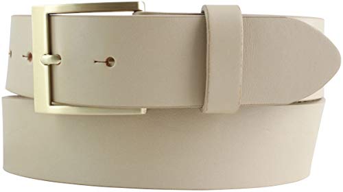 BELTINGER Gürtel mit goldener Gürtelschnalle aus Vollrindleder | Hochwertiger Jeans-Gürtel 40mm | Herren-Gürtel made in Italy | Beige 85cm von BELTINGER