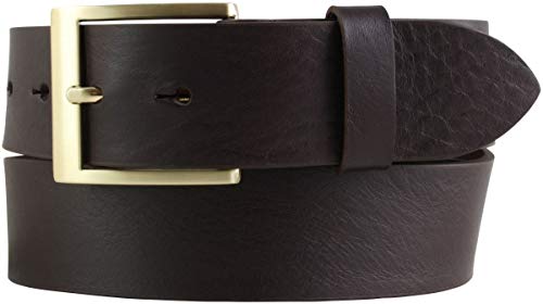 BELTINGER Gürtel mit goldener Gürtelschnalle aus Vollrindleder | Hochwertiger Jeans-Gürtel 40mm | Herren-Gürtel made in Italy | Braun 90cm von BELTINGER