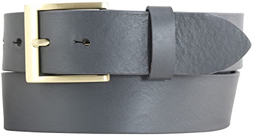 BELTINGER Gürtel mit goldener Gürtelschnalle aus Vollrindleder | Hochwertiger Jeans-Gürtel 40mm | Herren-Gürtel made in Italy | Dunkelgrau 105cm von BELTINGER