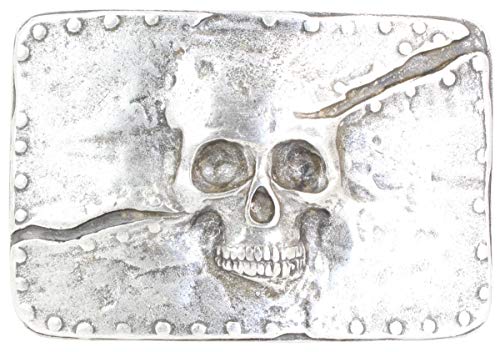 BELTINGER Gürtelschließe Totenkopf 4,0 cm | Buckle Wechselschließe Gürtelschnalle 40mm Massiv | Wechselgürtel bis 4cm | Altsilber von BELTINGER