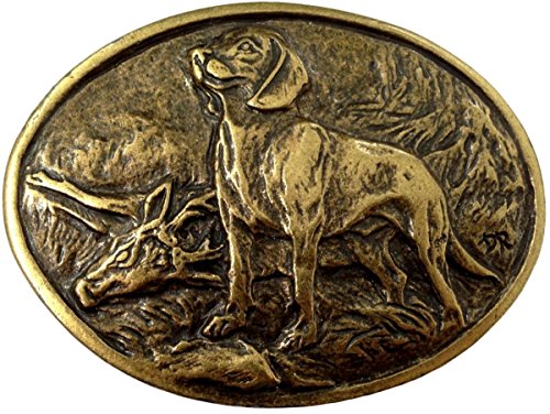 Gürtelschnalle Bayerischer Gebirgsschweißhund 4,0 cm | Buckle Wechselschließe Gürtelschließe 40mm Massiv | für Jagd-Outfit | Altmessing von BELTINGER
