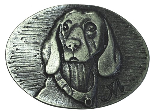 BELTINGER Gürtelschnalle Bayerischer Schweisshund 4,0 cm | Buckle Gürtelschließe 40mm Massiv | für Jagd-Outfit und Hunde-Besitzer | Altsilber von BELTINGER