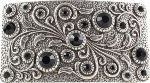 BELTINGER Gürtelschnalle Black Flowers 4,0cm | Buckle Wechselschließe Gürtelschließe 40mm Massiv | Wechselgürtel bis 4cm | Silber von BELTINGER