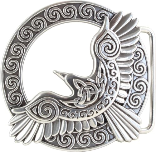 BELTINGER Gürtelschnalle Celtic Crow 4,0 cm | Buckle Wechselschließe Gürtelschließe 40mm Massiv | LARP- und Mittelalter-Outfit | Silber von BELTINGER