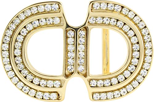 BELTINGER Gürtelschnalle Cristal Rounds 4,0 cm | Buckle Wechselschließe Gürtelschließe 40mm Massiv | Mit hochwertigem Strass besetzt | Gold von BELTINGER