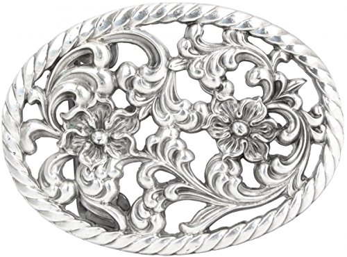 BELTINGER Gürtelschnalle Flower 4,0 cm | Buckle Wechselschließe Gürtelschließe 40mm Massiv | Wechselgürtel bis 4cm | Altsilber von BELTINGER