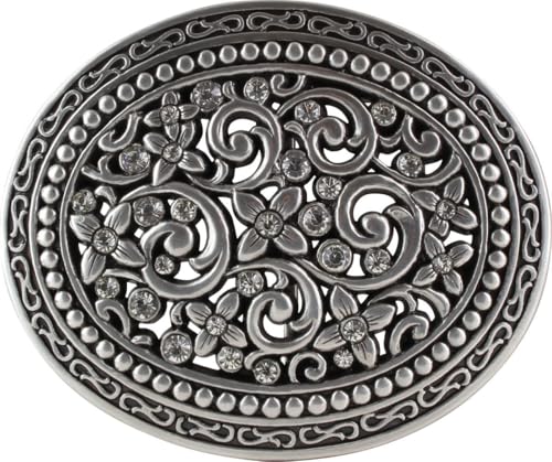 BELTINGER Gürtelschnalle Flower Bling 4,0 cm | Buckle Wechselschließe Gürtelschließe 40mm Massiv | Mit hochwertigem Strass | Silber von BELTINGER