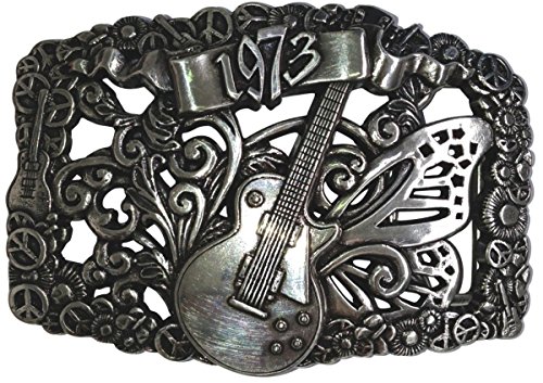 BELTINGER Gürtelschnalle Gitarre von 1973 4,0 cm | Buckle Wechselschließe Gürtelschließe 40mm Massiv | Wechselgürtel bis 4cm | Silber von BELTINGER