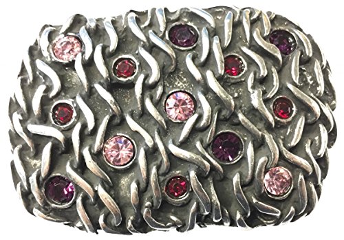 BELTINGER Gürtelschnalle Glittering Tendrils 4,0 cm | Buckle Wechselschließe Gürtelschließe 40mm | Mit hochwertigem Strass besetzt | Silber von BELTINGER