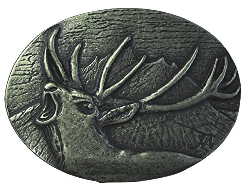 Gürtelschnalle Hirsch 4,0 cm | Buckle Wechselschließe Gürtelschließe 40mm Massiv | für Jagd-Outfit | Wechselgürtel bis 4cm | Altsilber von BELTINGER