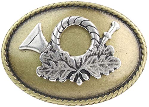 BELTINGER Gürtelschnalle Jagdhorn 4,0 cm | Buckle Wechselschließe Gürtelschließe 40mm Massiv | für Jagd-Outfit | bicolor g/s von BELTINGER