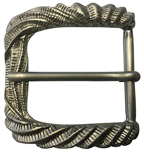 BELTINGER Gürtelschnalle Lines 4,0 cm | Buckle Wechselschließe Gürtelschließe 40mm Massiv | Dorn-Schließe | Wechselgürtel bis 4cm | Grau Metallik von BELTINGER