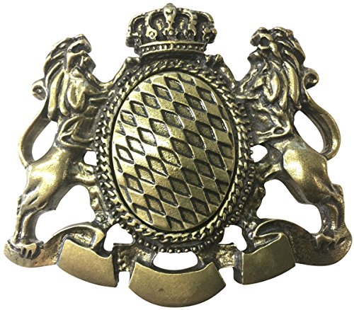 BELTINGER Gürtelschnalle Löwen mit Krone XXL 4,0 cm | Buckle Wechselschließe Gürtelschließe 40mm Massiv | Altmessing von BELTINGER
