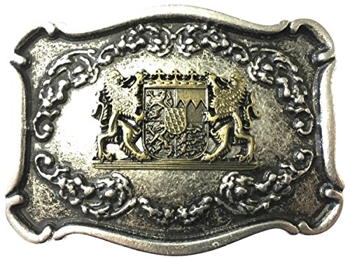 BELTINGER Gürtelschnalle Löwen mit Wappen 4,0 cm | Buckle Wechselschließe Gürtelschließe 40mm Massiv | Tracht | bicolor s/g von BELTINGER