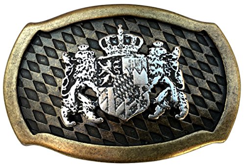 BELTINGER Gürtelschnalle Löwen mit Wappen | Buckle Wechselschließe Gürtelschließe 40mm Massiv | Für die Tracht | bicolor g/s von BELTINGER