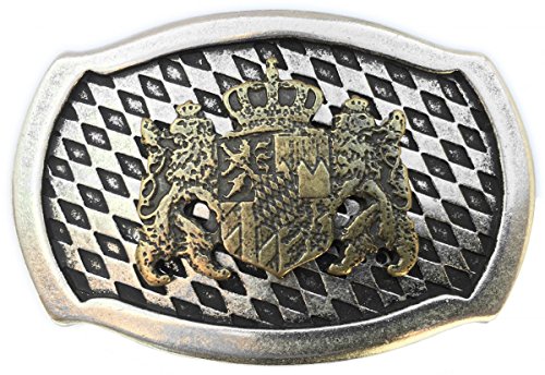 BELTINGER Gürtelschnalle Löwen mit Wappen | Buckle Wechselschließe Gürtelschließe 40mm Massiv | Für die Tracht | bicolor s/g von BELTINGER