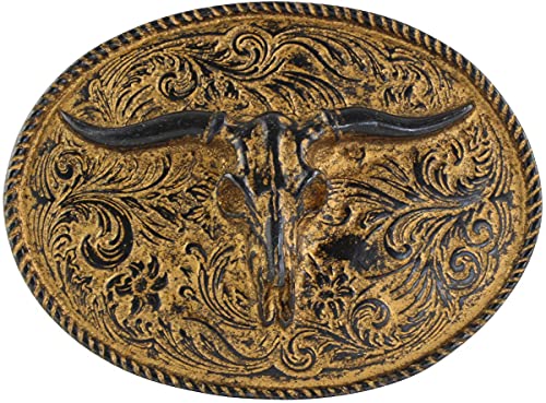 BELTINGER Gürtelschnalle Longhorn 4,0 cm | Buckle Wechselschließe Gürtelschließe Reitaccessoires 40mm Massiv | für Reit- und Western-Outfit | Gold von BELTINGER