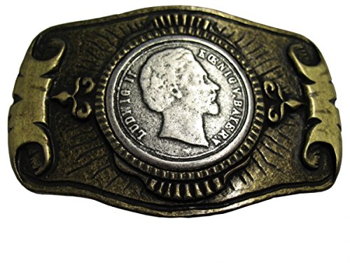 BELTINGER Gürtelschnalle Ludwig II 4,0 cm | Buckle Wechselschließe Gürtelschließe 40mm Massiv | Für die Tracht | bicolor g/s von BELTINGER