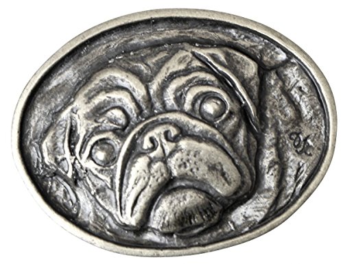 Gürtelschnalle Mops 4,0 cm | Buckle Wechselschließe Gürtelschließe 40mm Massiv | für Jagd-Outfit | Wechselgürtel bis 4cm | Altsilber von BELTINGER