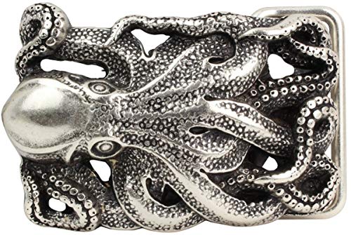 BELTINGER Gürtelschnalle Oktopus 4,0 cm | Buckle Wechselschließe Gürtelschließe 40mm Massiv | Wechselgürtel bis 4cm | Silber von BELTINGER