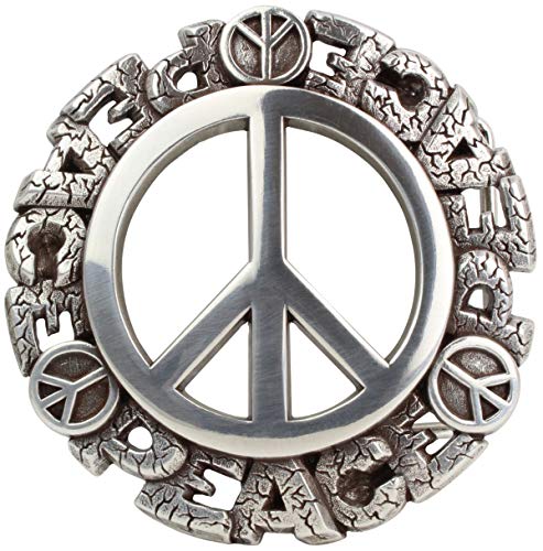 BELTINGER Gürtelschnalle Peace 4,0 cm | Buckle Wechselschließe Gürtelschließe 40mm Massiv | Wechselgürtel bis 4cm | Silber von BELTINGER