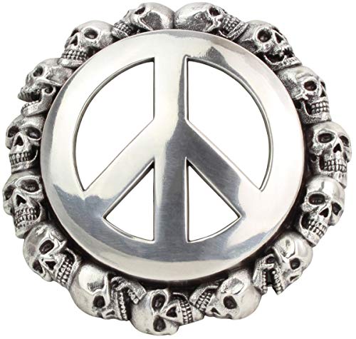 BELTINGER Gürtelschnalle Peace and Death 4,0 cm | Buckle Wechselschließe Gürtelschließe 40mm Massiv | Wechselgürtel bis 4cm | Silber von BELTINGER