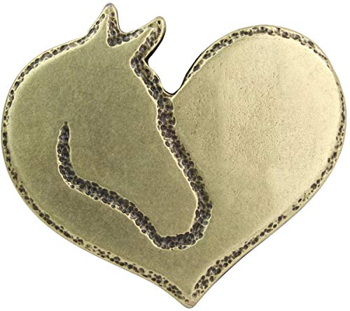 BELTINGER Gürtelschnalle Pferdekopf mit Herz 3,0 cm | Buckle Wechselschließe Gürtelschließe 30mm Massiv | Wechselgürtel bis zu 3cm | Altmessing von BELTINGER
