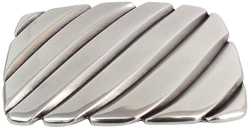 BELTINGER Gürtelschnalle Plate Lines 4,0 cm | Buckle Wechselschließe Gürtelschließe 40mm Massiv | Wechselgürtel bis 4cm | Silber von BELTINGER