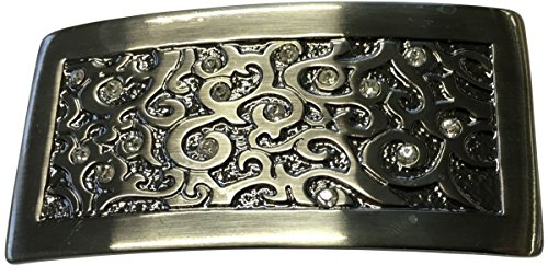 BELTINGER Gürtelschnalle Platte mit Straß 4,0 cm | Buckle Wechselschließe Gürtelschließe 40mm Massiv | Mit hochwertigem Strass besetzt | Silber von BELTINGER