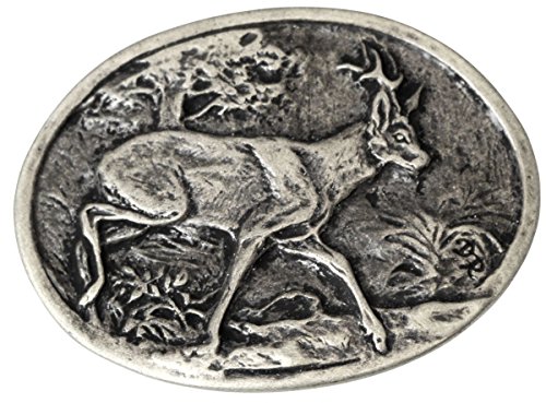 Gürtelschnalle Reh 4,0 cm | Buckle Wechselschließe Gürtelschließe 40mm Massiv | für Jagd-Outfit | Wechselgürtel bis 4cm | Altsilber von BELTINGER