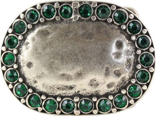 BELTINGER Gürtelschnalle Rounded Bling 4,0 cm | Buckle Wechselschließe Gürtelschließe 40mm Massiv | Mit hochwertigem Strass | Grün von BELTINGER