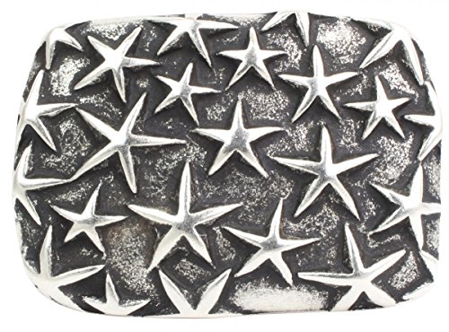 BELTINGER Gürtelschnalle Stars 4,0 cm | Buckle Wechselschließe Gürtelschließe 40mm Massiv | Wechselgürtel bis 4cm | Altsilber von BELTINGER