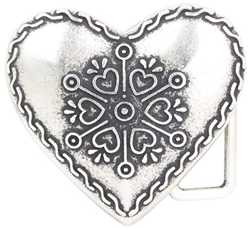 BELTINGER Gürtelschnalle Traditional Heart 4,0 cm | Buckle Wechselschließe Gürtelschließe 40mm Massiv | Für die Tracht | Altsilber von BELTINGER
