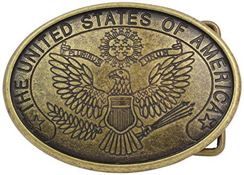 BELTINGER Gürtelschnalle United States of America 4,0 cm | Buckle Wechselschließe Gürtelschließe 40mm Massiv | für Reit-Outfit | Altmessing von BELTINGER